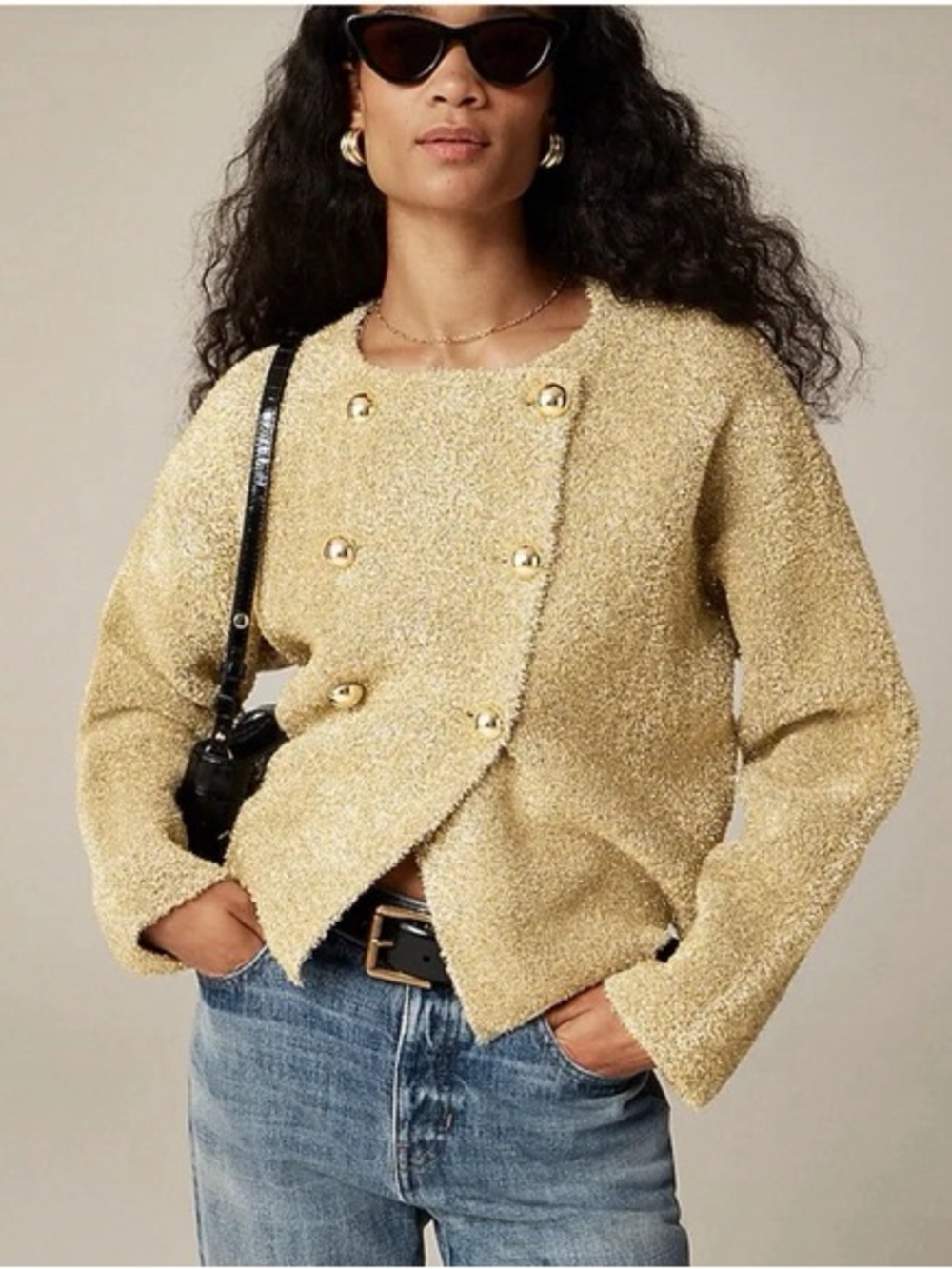J. Crew Collection Gold Metallic double faced cardigan Jacket